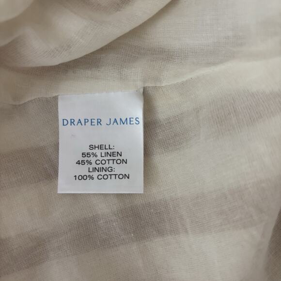 Draper James Smocked Striped Tan White Linen 3X Mini Dress Peasant Milk Maid - Picture 4 of 9